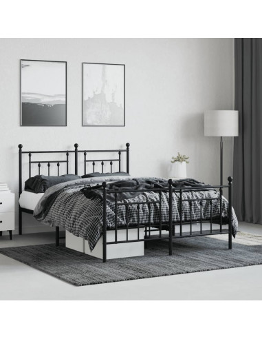 Giroletto con Testiera e Pediera Metallo Nero 140x190 cm