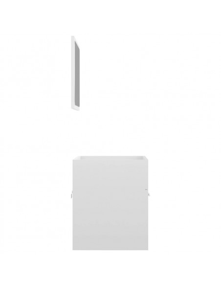 Set Mobili da Bagno 2 pz Bianco Lucido in Legno Multistrato