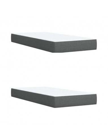 Giroletto a Molle con Materasso Grigio Scuro 200x200 cm Tessuto