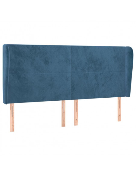 Testiera ad Orecchio Blu Scuro 163x23x118/128 cm in Velluto