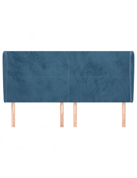 Testiera ad Orecchio Blu Scuro 163x23x118/128 cm in Velluto