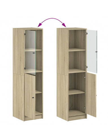 Credenza con Anta in Vetro Rovere Sonoma 35x37x142 cm