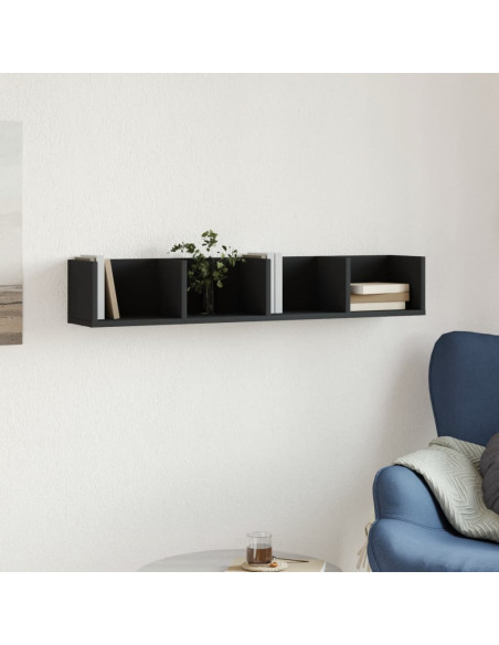 Armadietto a Muro Nero 99x18x16,5 cm in Legno Multistrato