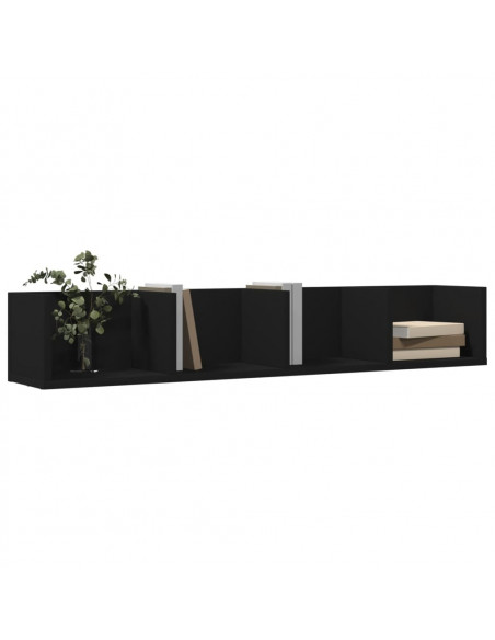 Armadietto a Muro Nero 99x18x16,5 cm in Legno Multistrato