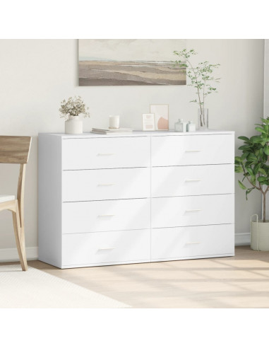 Credenze 2 pz Bianche 60x39x80 cm in Legno Multistrato