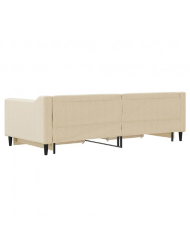 Divano Letto Estraibile con Cassetti Crema 90x200 cm in Tessuto
