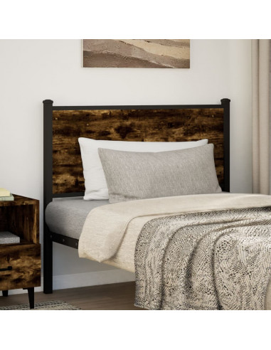 Testiera Rovere Fumo 107 cm in Legno Multistrato e Acciaio