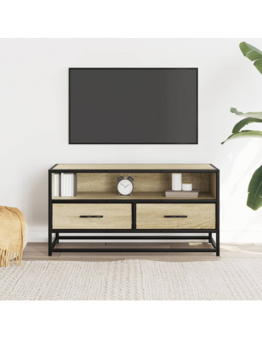 Mobile TV Rovere Sonoma 80x34,5x40 cm Legno Multistrato Metallo