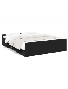 Giroletto con Cassetti Nero 160x200 cm in Legno Multistrato 2