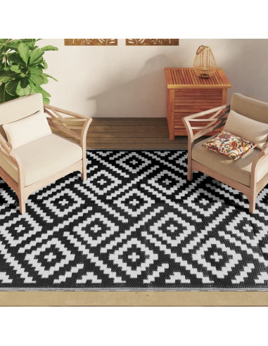 Tappeto da Esterni Bianco e Nero 160x230 cm in PP