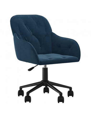 Sedia Girevole da Ufficio Blu in Velluto