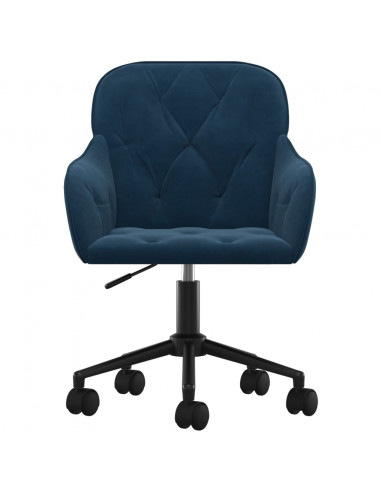 Sedia Girevole da Ufficio Blu in Velluto