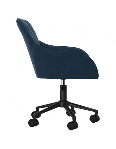 Sedia Girevole da Ufficio Blu in Velluto