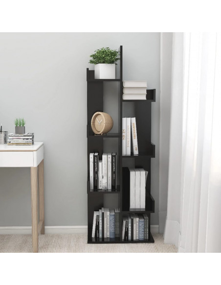 Libreria Nera 48x25,5x140 cm in Legno Multistrato