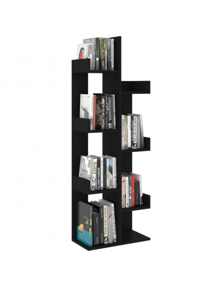 Libreria Nera 48x25,5x140 cm in Legno Multistrato