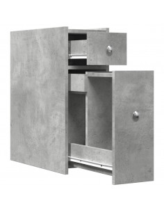 Armadietto da Bagno Stretto con Ruote Grigio Cemento Truciolato 2