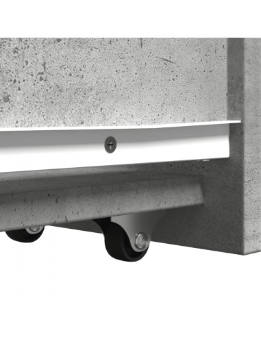 Armadietto da Bagno Stretto con Ruote Grigio Cemento Truciolato