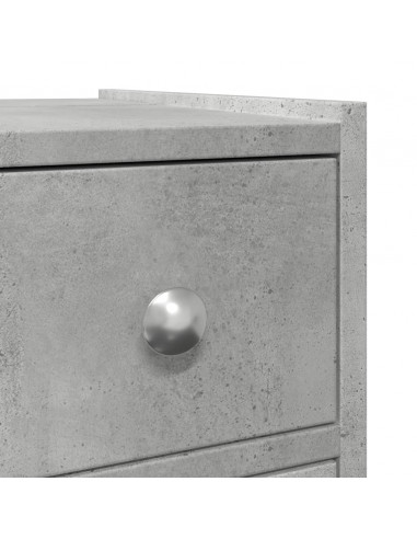 Armadietto da Bagno Stretto con Ruote Grigio Cemento Truciolato