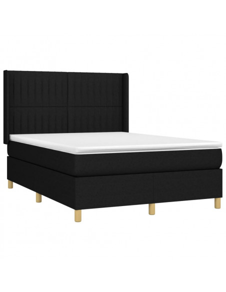 Letto a Molle con Materasso e LED Nero 140x200 cm in Tessuto