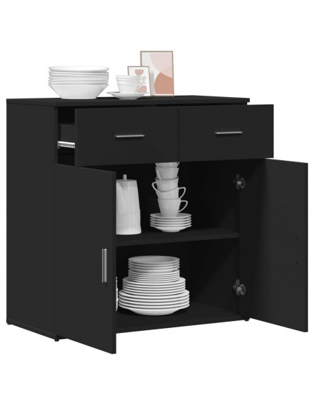 Credenza Nera 79x38x80 cm in Legno Multistrato
