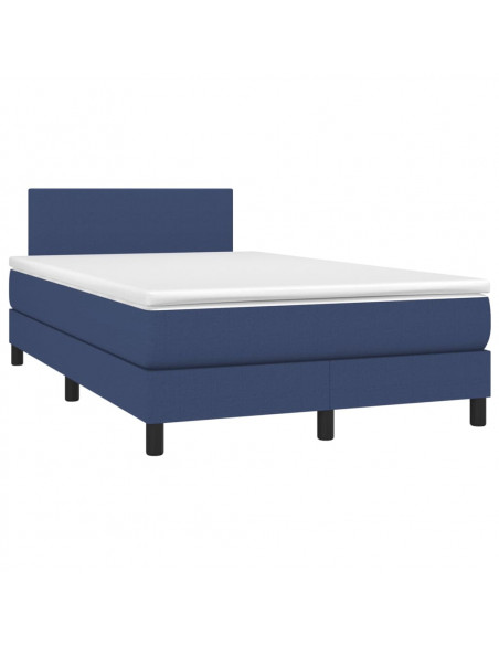 Letto a Molle con Materasso e LED Blu 120x200cm in Tessuto