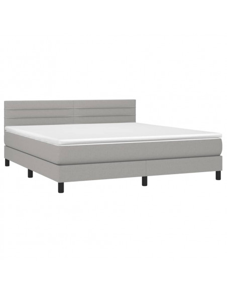Giroletto a Molle con Materasso Grigio Chiaro180x200 cm Tessuto