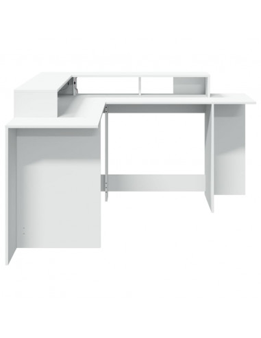 Scrivania con Luci LED Bianca 152x152x91 cm in Truciolato