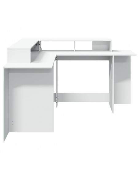 Scrivania con Luci LED Bianca 152x152x91 cm in Truciolato