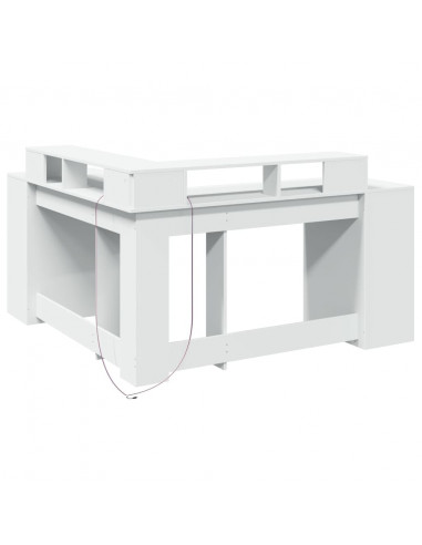 Scrivania con Luci LED Bianca 152x152x91 cm in Truciolato