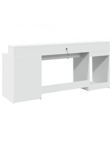 Scrivania con Luci LED Bianca 200x55x91 cm in Truciolato