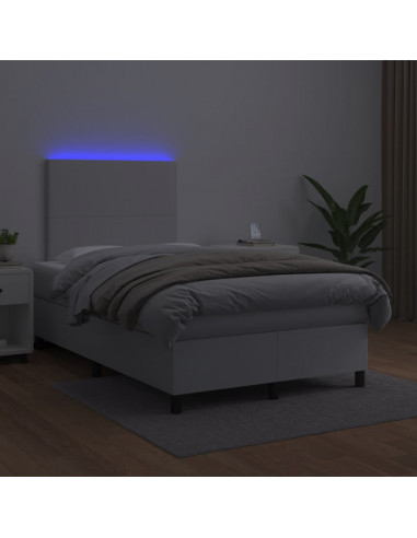 Giroletto Molle con Materasso e LED Bianco 120x190cm Similpelle