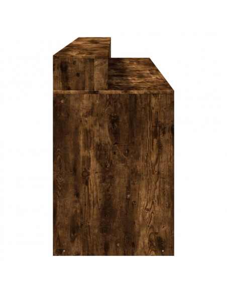 Scrivania con Luci LED Rovere Fumo 200x55x91 cm in Truciolato