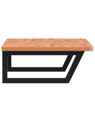 Ripiano a Parete per Lavabo in Acciaio e Massello di Faggio