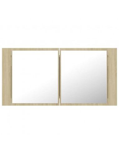 Armadietto a Specchio con Luci LED Rovere Sonoma in Acrilico