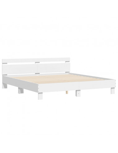 Giroletto con Testiera Bianco 180x200 cm in Legno Multistrato