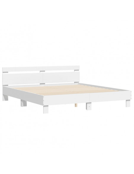 Giroletto con Testiera Bianco 180x200 cm in Legno Multistrato