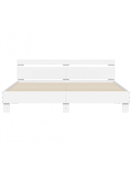 Giroletto con Testiera Bianco 180x200 cm in Legno Multistrato
