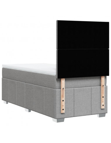 Giroletto a Molle con Materasso Grigio Chiaro 90x200 cm Tessuto