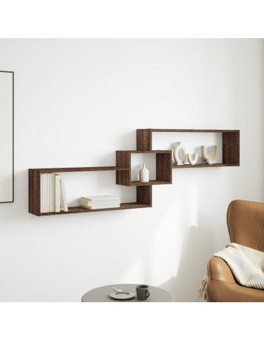 Mobile a Parete 158x18x53cm Rovere Marrone in Legno Multistrato