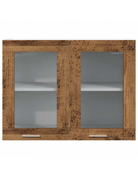 Mobile Pensile con Vetro Legno Antico 80x31x60 cm