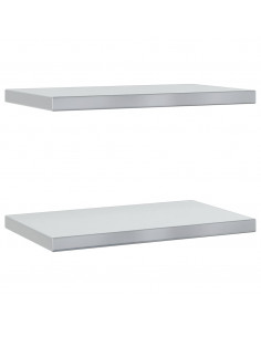 Mensole a Muro 2 pz 50x30x3 cm Argento in Acciaio Inossidabile 2