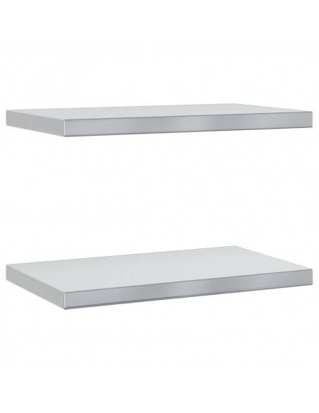 Mensole a Muro 2 pz 50x30x3 cm Argento in Acciaio Inossidabile
