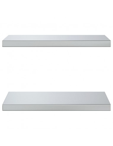 Mensole a Muro 2 pz 50x30x3 cm Argento in Acciaio Inossidabile