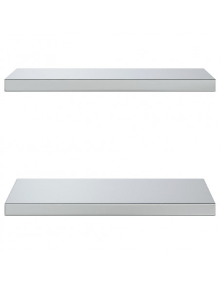 Mensole a Muro 2 pz 50x30x3 cm Argento in Acciaio Inossidabile