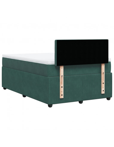 Giroletto a Molle con Materasso Verde Scuro 120x200 cm Velluto