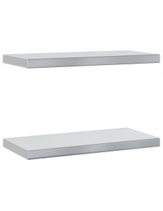 Mensole a Muro 2 pz 50x23,5x3cm Argento in Acciaio Inossidabile 2