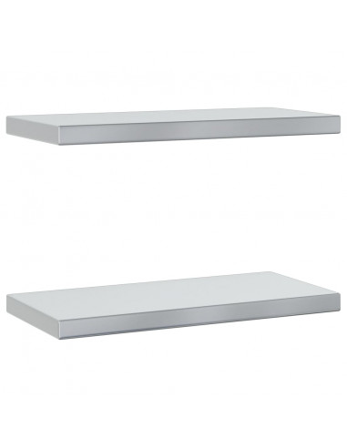 Mensole a Muro 2 pz 50x23,5x3cm Argento in Acciaio Inossidabile