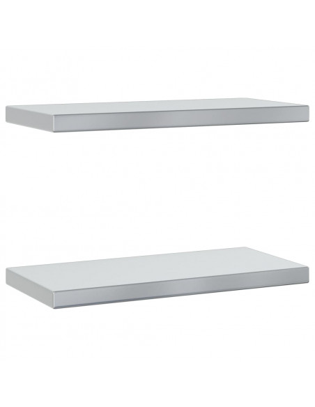 Mensole a Muro 2 pz 50x23,5x3cm Argento in Acciaio Inossidabile