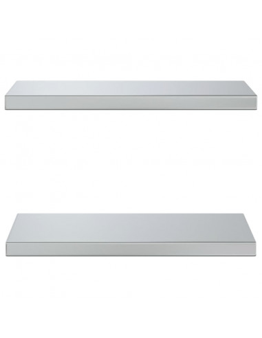 Mensole a Muro 2 pz 50x23,5x3cm Argento in Acciaio Inossidabile