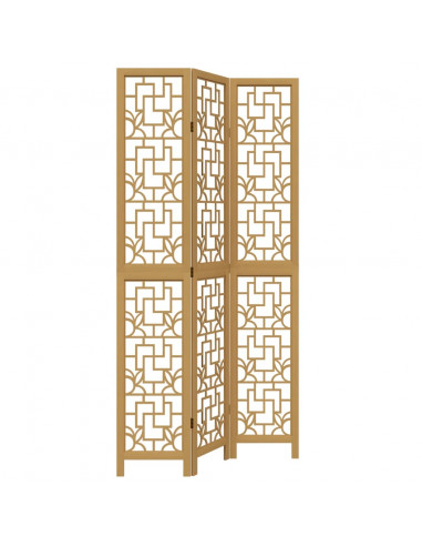 Divisorio Ambienti 3 Pannelli Marrone Scuro Massello Paulownia